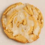 Easy Soft and Chewy Glazed Brown Sugar Maple Cookies on Beige Background- Closeup Shot.