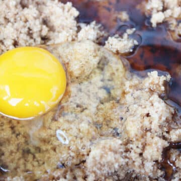 Egg and maple syrup added to butter mixture. 