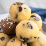Best Easy Edible Eggless Chocolate Chip Cookie Dough Truffles With Marble Background.