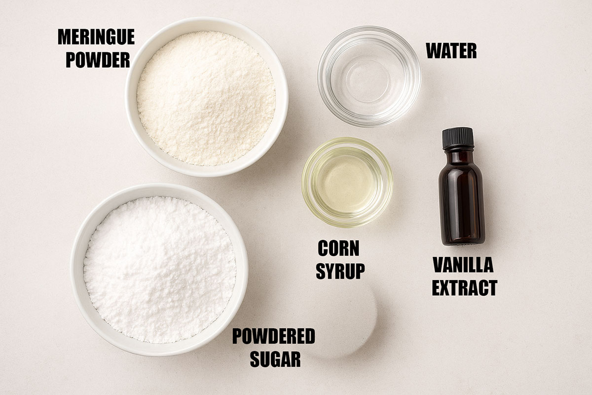 Individual ingredients for recipe on white background. 