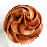 Swirl of Easy Mocha Buttercream Frosting or Espresso Coffee Frosting With White Background-Closeup Shot.