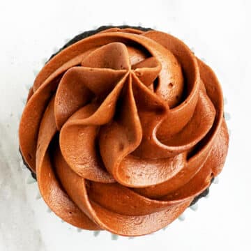 Swirl of Easy Mocha Buttercream Frosting or Espresso Coffee Frosting With White Background-Closeup Shot.