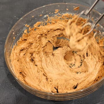 All the ingredients mixed together until smooth using a hand held mixer in glass bowl.