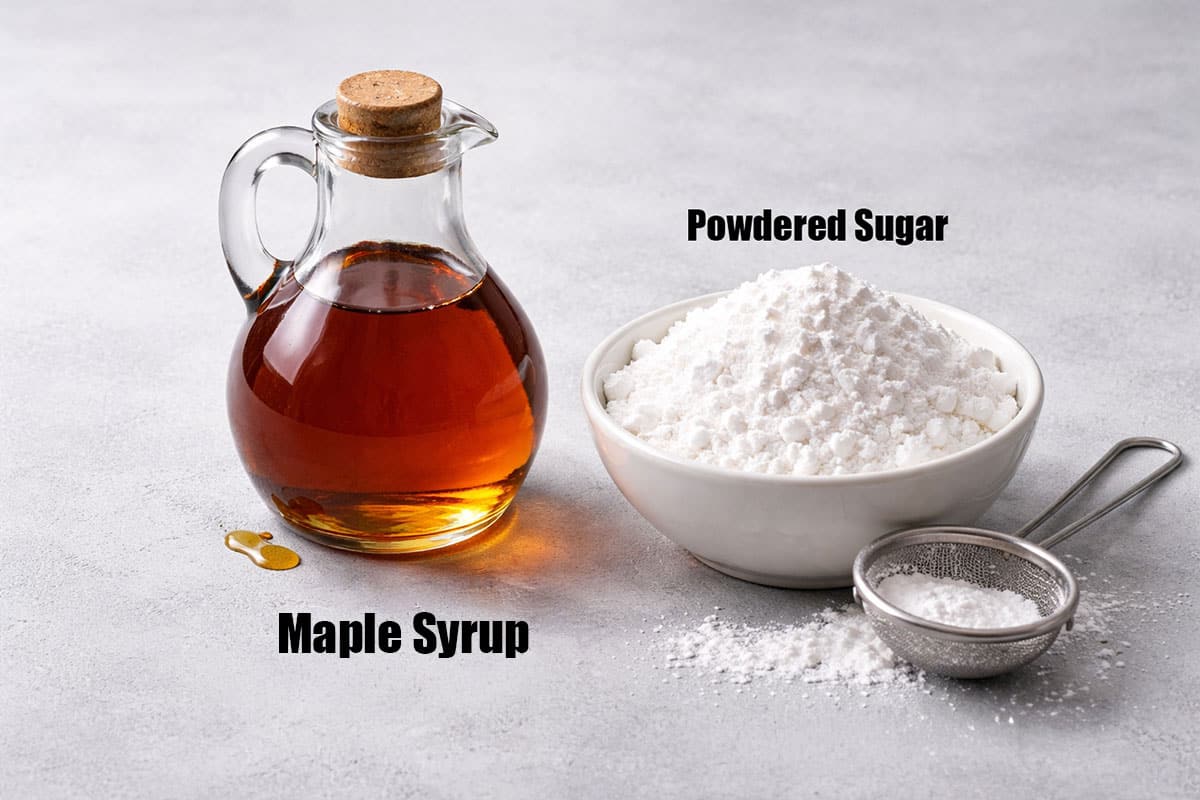 Ingredients for recipe on textured white background.