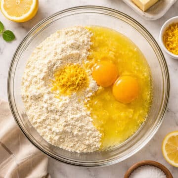 Ingredients in large glass bowl. 